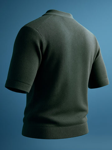 Men's Green Relaxed Fit Textured Street Wear Sweater