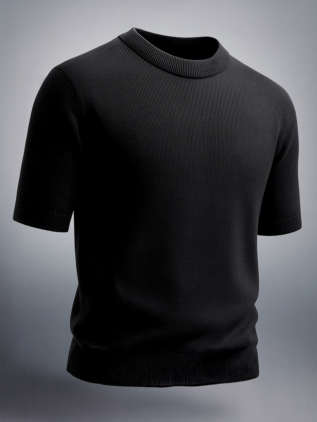 Men's Black Relaxed Fit Textured Street Wear Sweater