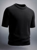 Men's Black Relaxed Fit Textured Street Wear Sweater