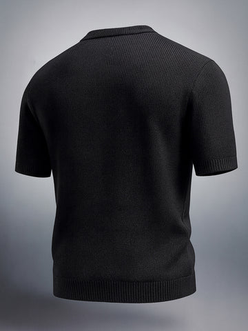 Men's Black Relaxed Fit Textured Street Wear Sweater