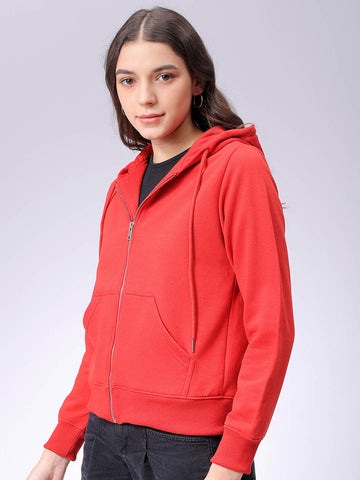 Women's Relaxed Fit Solid Front Open Sweatshirt