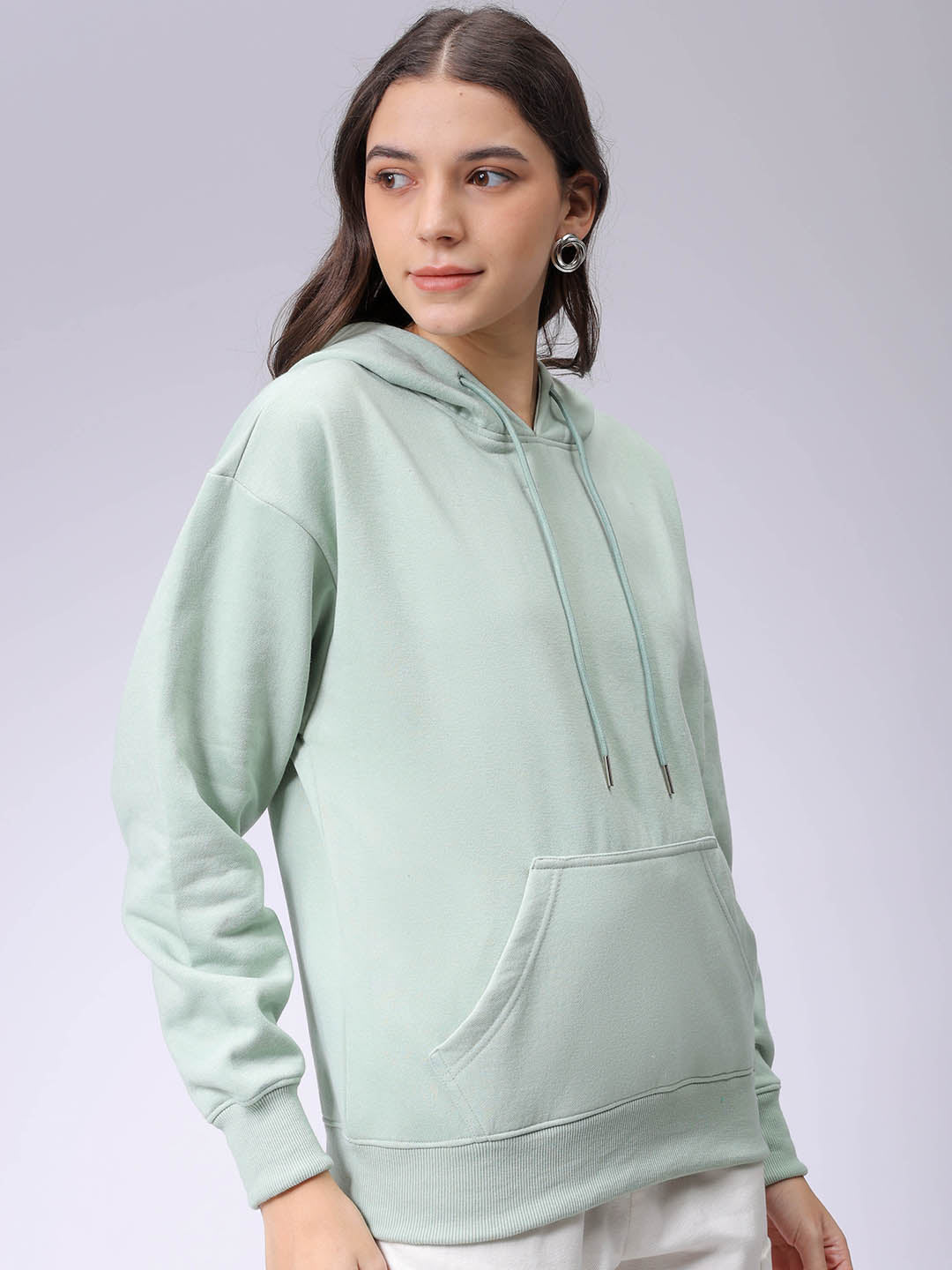 Women's Drop Shoulder Graphic Printed Hooded Sweatshirt