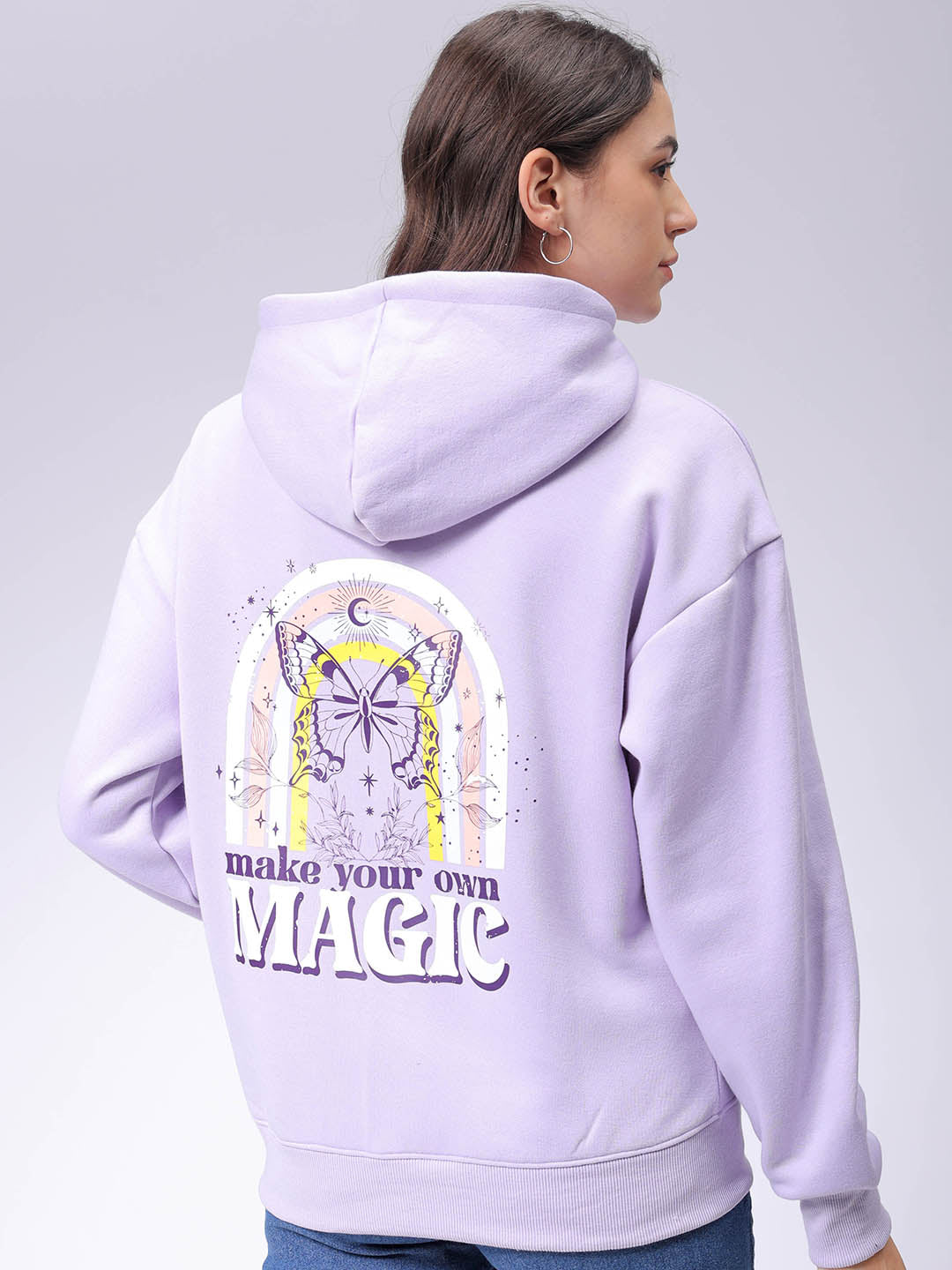 Women's Drop Shoulder Backprinted Hooded Sweatshirt