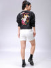 Women's Black Regular Fit Backprinted Crewneck Sweatshirt