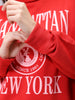 Women's Red Boxy Typographic Oversized Sweatshirt