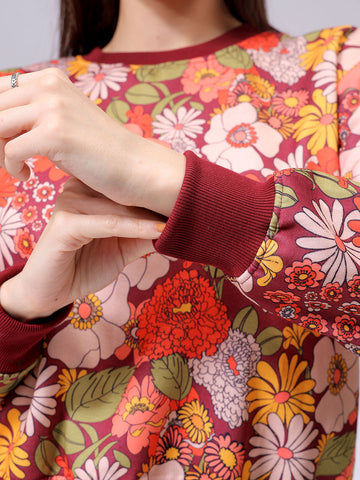 Women's Relaxed Fit Floral Crewneck Sweatshirt