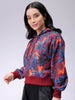 Women's Purple Relaxed Fit Floral Hooded Sweatshirt