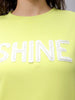 Women's Yellow Relaxed Fit Typographic Crewneck Sweatshirt