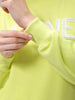 Women's Yellow Relaxed Fit Typographic Crewneck Sweatshirt