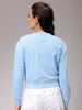 Women's Blue Relaxed Fit Floral Cropped Sweatshirt