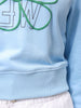 Women's Blue Relaxed Fit Floral Cropped Sweatshirt