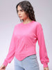 Women's Pink Fitted Solid Corset Sweatshirt