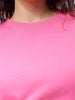 Women's Pink Fitted Solid Corset Sweatshirt
