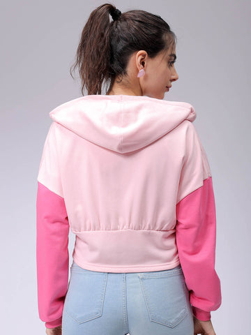 Women's Pink Fitted Colourblocked Corset Sweatshirt