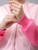 Women's Pink Fitted Colourblocked Corset Sweatshirt