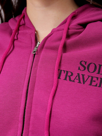 Women's Boxy Typographic Hooded Sweatshirt