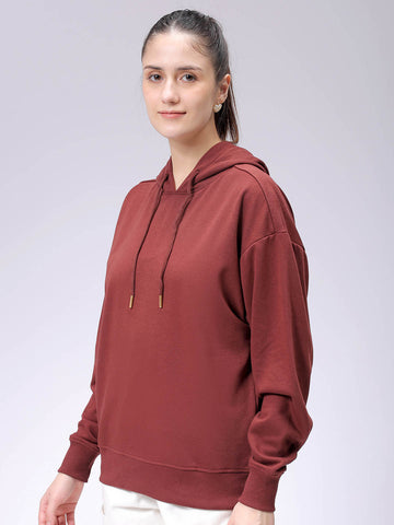 Women's Loose Fit Graphic Back Printed Hooded Sweatshirt