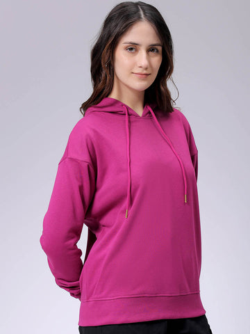 Women's Loose Fit Graphic Back Printed Hooded Sweatshirt