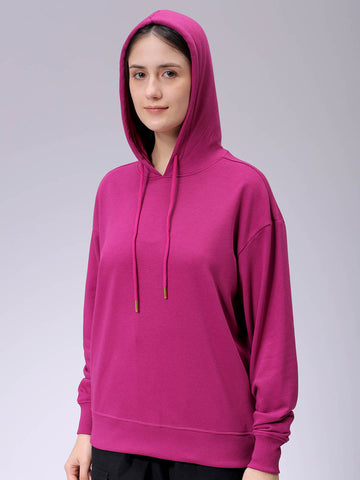 Women's Loose Fit Graphic Back Printed Hooded Sweatshirt