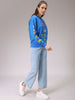 Women's Blue Boxy Fit Looney Tunes Long Sweatshirt