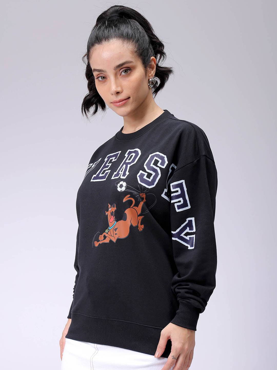 Women's Black Oversized Scooby Doo Sweatshirt