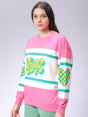 Women's Drop Shoulder Colourblocked Crew Neck Sweatshirt