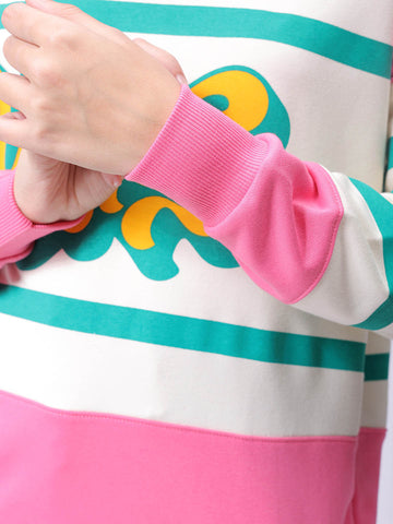 Women's Drop Shoulder Colourblocked Crew Neck Sweatshirt