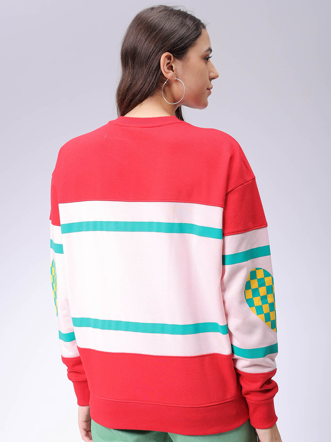 Women's Drop Shoulder Colourblocked Crew Neck Sweatshirt