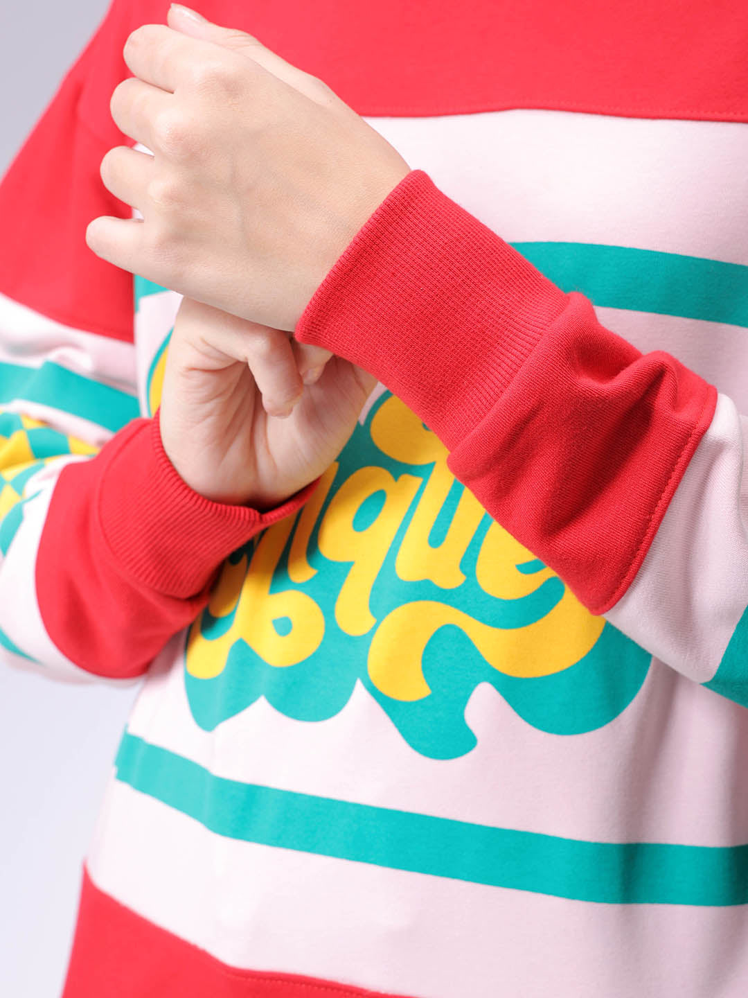 Women's Drop Shoulder Colourblocked Crew Neck Sweatshirt