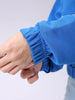 Women's Blue Loose Fit Typographic Hooded Sweatshirt