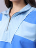 Women's Boxy Horizontal Striped Quarter Open Sweatshirt