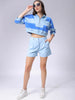 Women's Boxy Horizontal Striped Quarter Open Sweatshirt