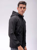 Men's Black Slim Fit Solid Hooded Jacket