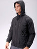 Men's Black Slim Fit Solid Hooded Jacket
