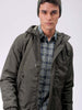 Men's Olive Slim Fit Solid Hooded Jacket