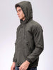 Men's Olive Slim Fit Solid Hooded Jacket