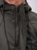 Men's Olive Slim Fit Solid Hooded Jacket