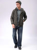 Men's Olive Slim Fit Solid Hooded Jacket