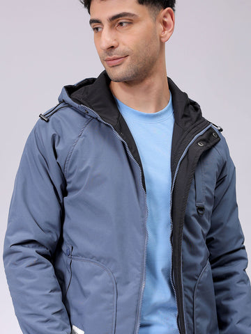 Men's Slim Fit Solid Zipperper Quilted Jacket