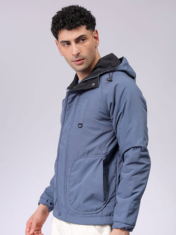 Men's Slim Fit Solid Zipperper Quilted Jacket