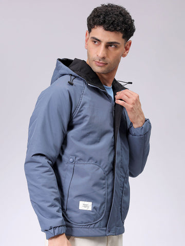 Men's Slim Fit Solid Zipperper Quilted Jacket