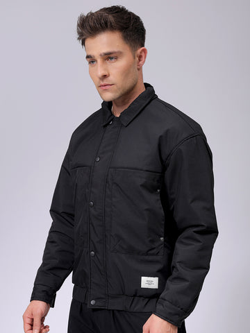 Men's Slim Fit Solid Zipperper Quilted Jacket