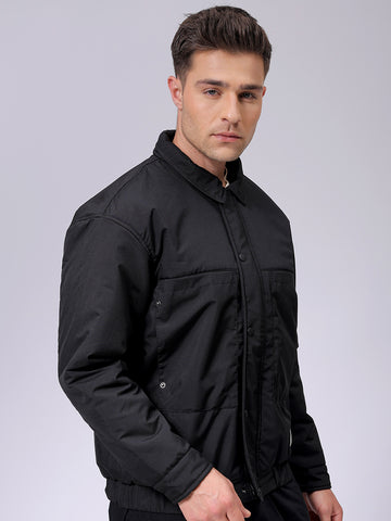 Men's Slim Fit Solid Zipperper Quilted Jacket