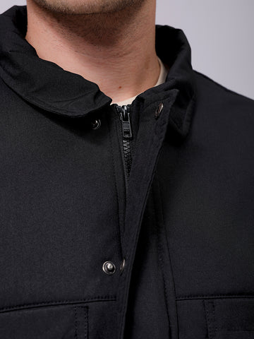 Men's Slim Fit Solid Zipperper Quilted Jacket