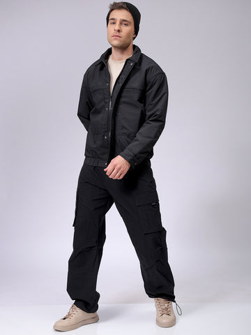 Men's Slim Fit Solid Zipperper Quilted Jacket