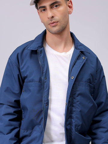 Men's Slim Fit Solid Zipperper Quilted Jacket