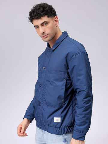 Men's Slim Fit Solid Zipperper Quilted Jacket