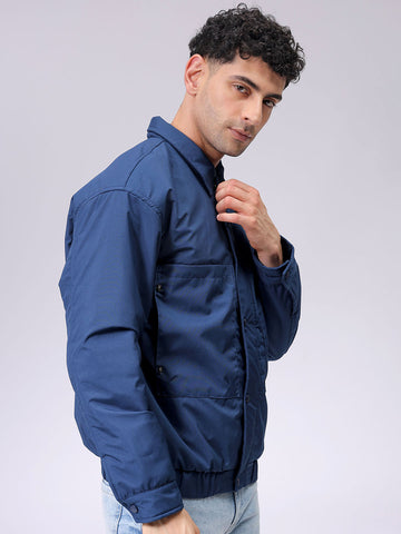 Men's Slim Fit Solid Zipperper Quilted Jacket