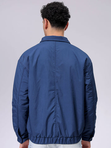 Men's Slim Fit Solid Zipperper Quilted Jacket