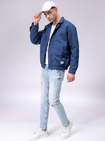 Men's Slim Fit Solid Zipperper Quilted Jacket